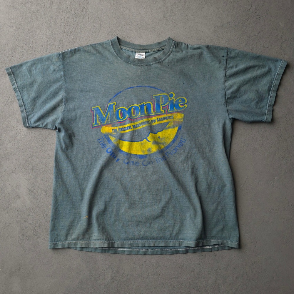 Vintage 2000s Delta Blue MoonPie T-shirt XL Distressed Dyed Graphic